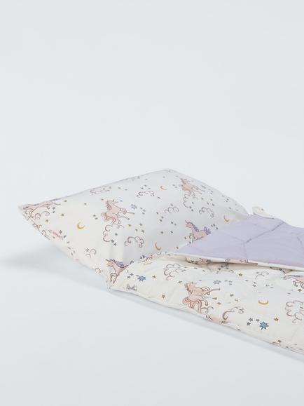 John Lewis Celeste Unicrn Pure Cotton Sleepover Bag - view 2, Natural