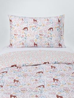 John Lewis Floral Ditsy Reversible Duvet Cover and Pillowcase Set, Single, Pink, Pink