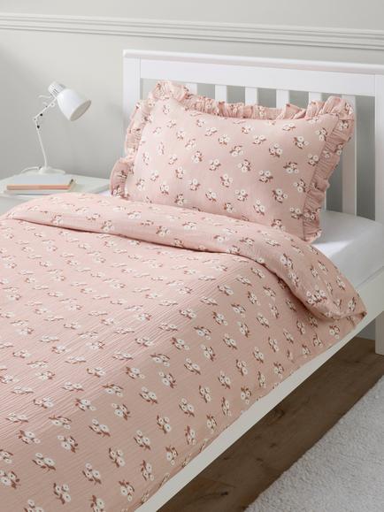 John Lewis Floral Posy Duvet Cover and Pillowcase Set, Single, Pink - view 2, Pink