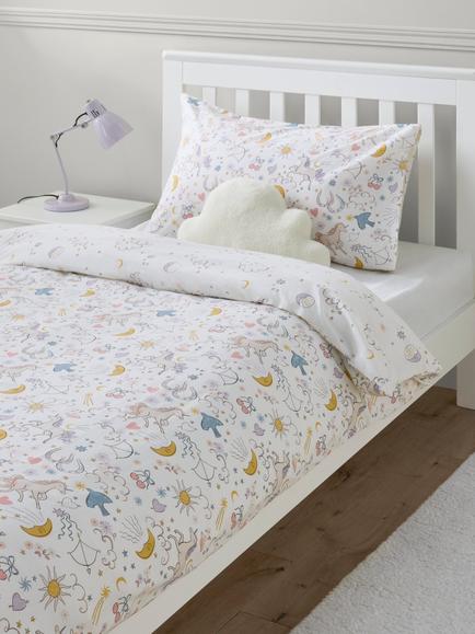 John Lewis Kids' Celeste Unicorn Duvet Cover & Pillowcase Set, Natural, Single - view 2, Natural