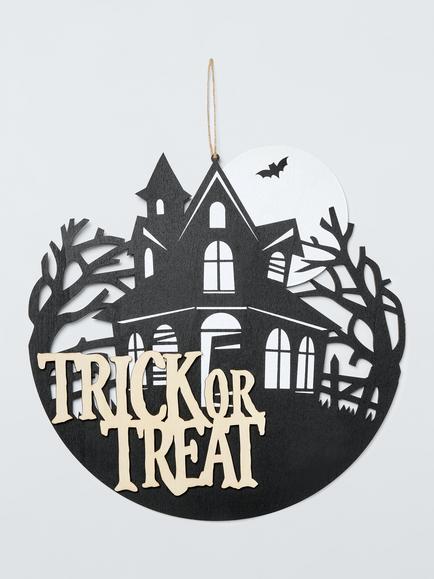 John Lewis Wood Trick or Treat Sign, Black