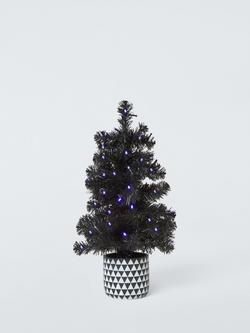 John Lewis Pre-lit Potted Halloween Tree, Black, H50cm, Black