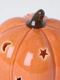John Lewis LED Cutwork Ceramic Pumpkin, Orange, Dia.10.2cm
