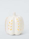 John Lewis LED Cutwork Ceramic Pumpkin, White, Dia.10cm