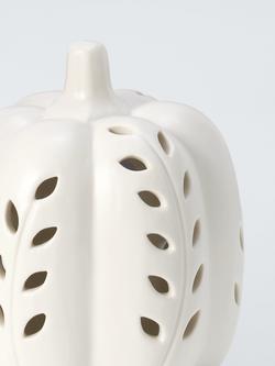 John Lewis LED Cutwork Ceramic Pumpkin, White, Dia.10cm - view 2, White