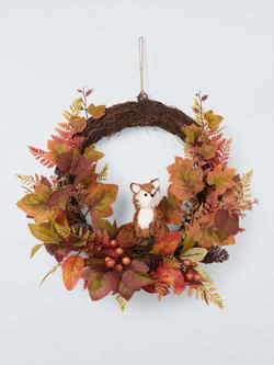 John Lewis Straw Fox Wreath, Dia.36cm, Multi