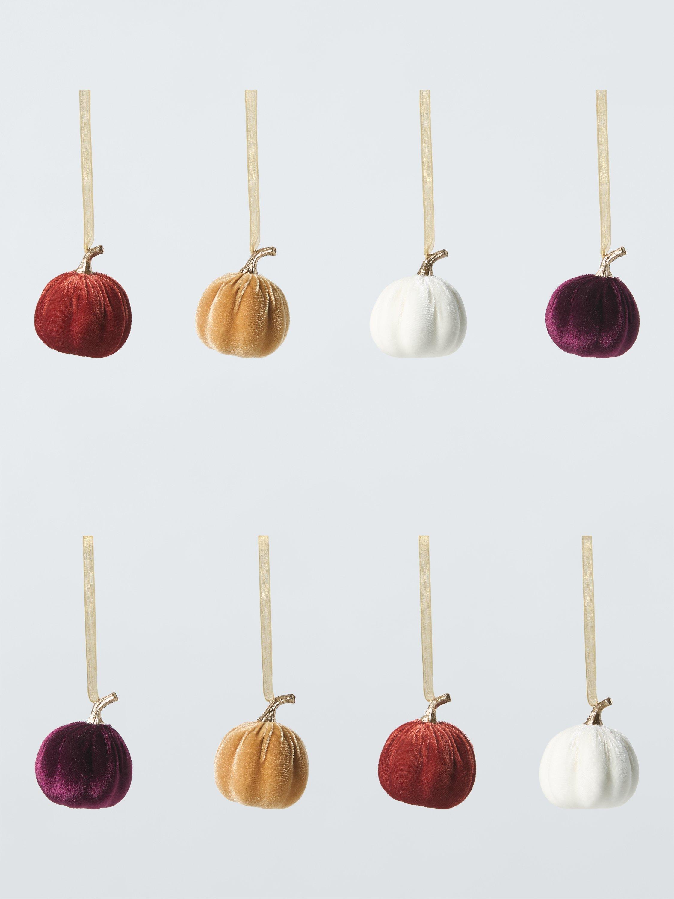 John Lewis Velour Hanging Pumpkins, Pack of 8