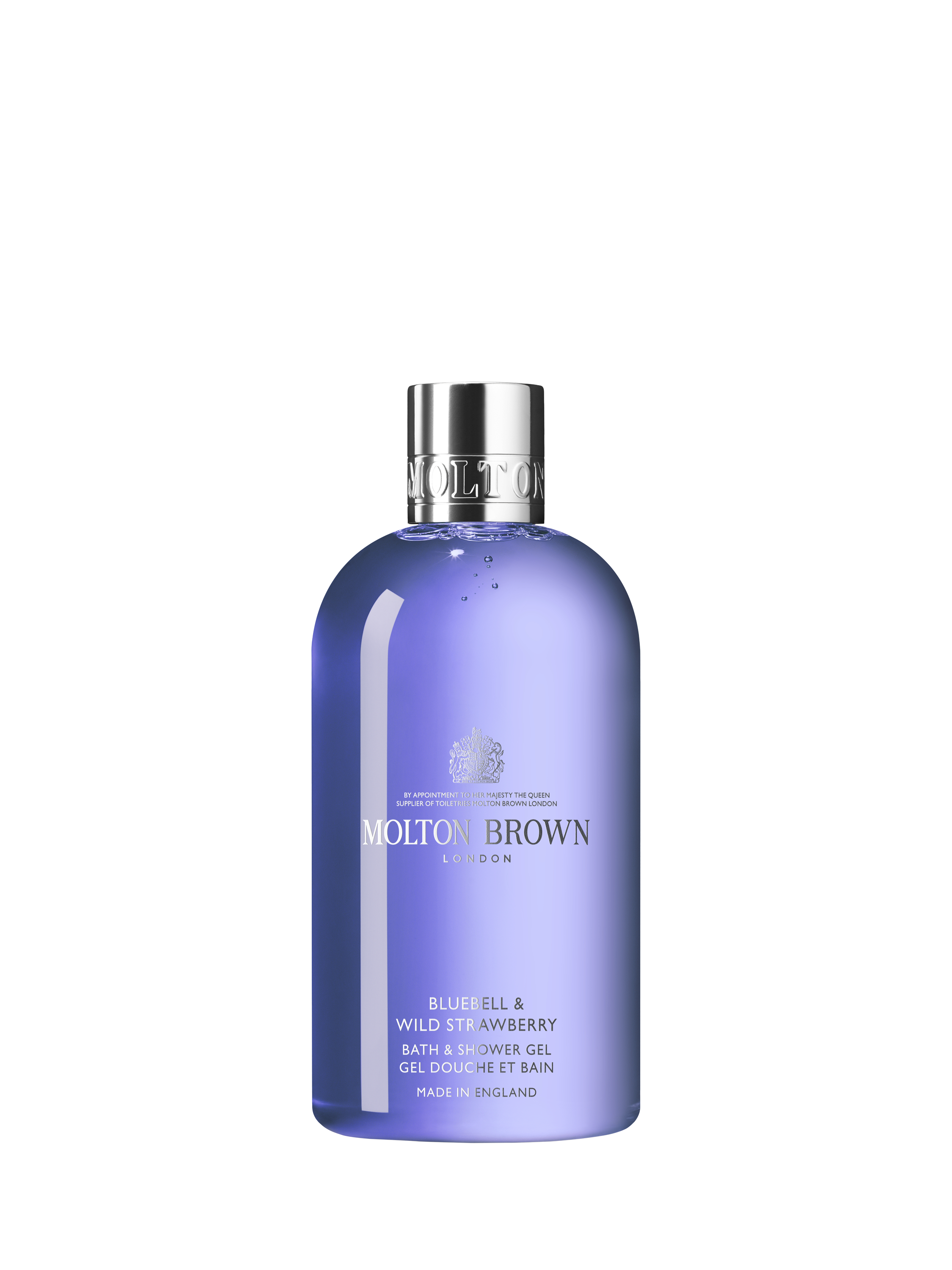 Product image 1 of 3, which shows Molton Brown Bluebell & Wild Strawberry Bath & Shower Gel, 300ml