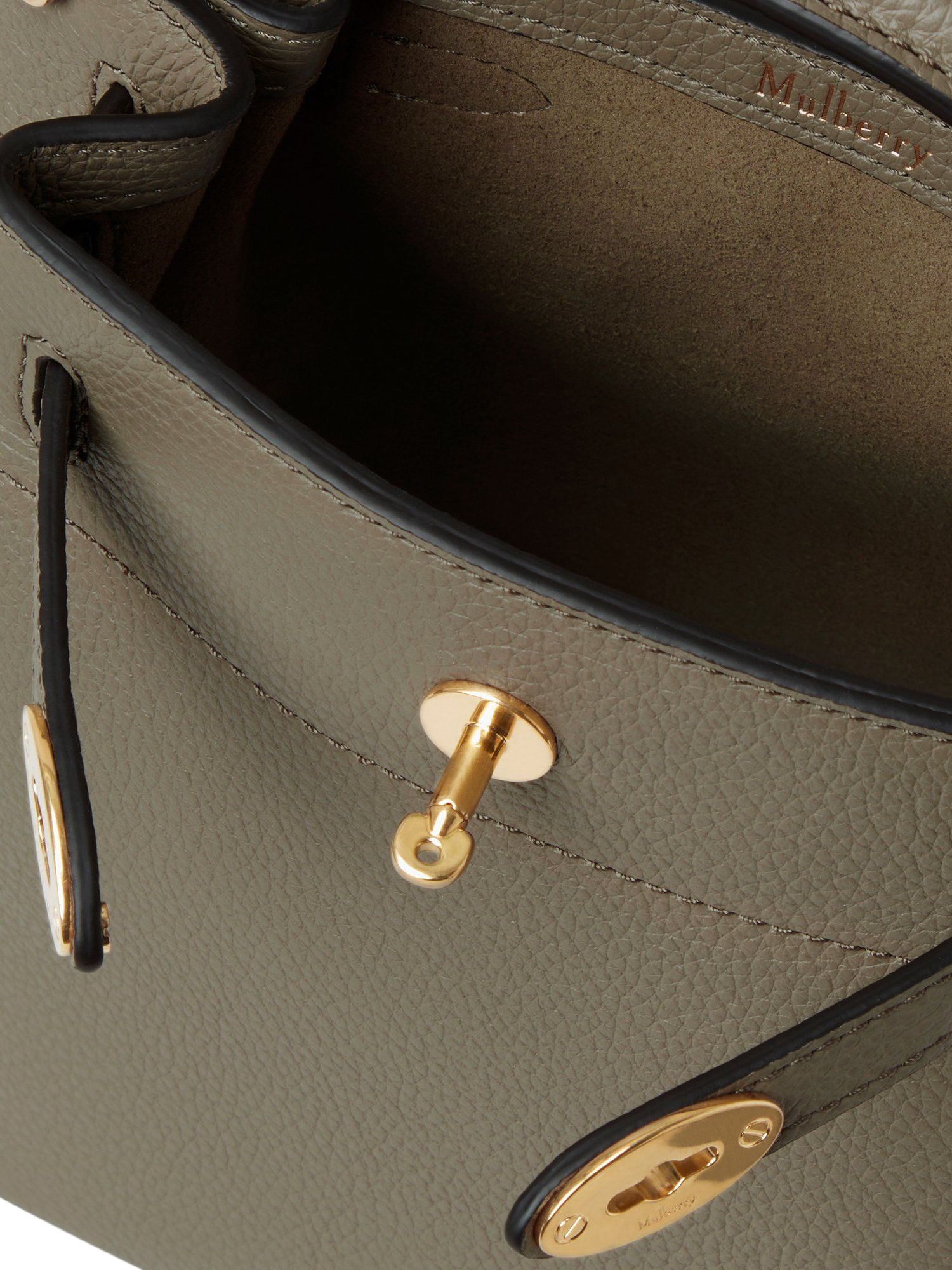 Product image 5 of 5, which shows Mulberry Mini Islington Leather Bucket Bag, Linen Green