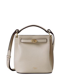 Mulberry Mini Islington Leather Bucket Bag, Chalk
