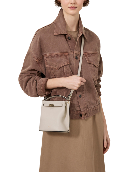 Mulberry Mini Islington Leather Bucket Bag - view 2, Chalk