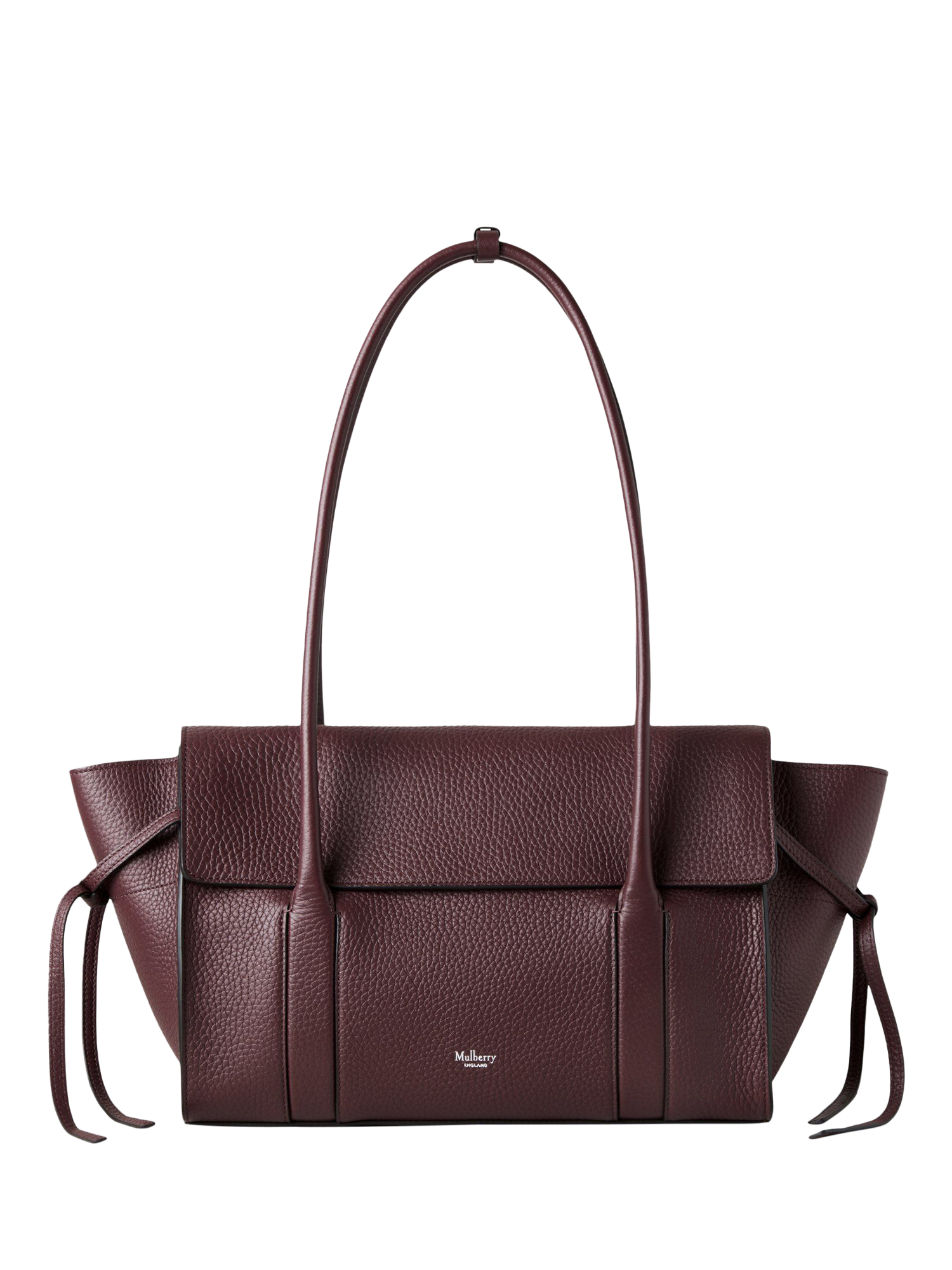 Product image 1 of 5, which shows Mulberry Small Soft Bayswater Heavy Grain Leather Shoulder Bag, Black Cherry
