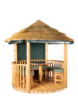 Breeze House Mara Classic Cape Reed Thatch Roof Circular Gazebo, FSC-Certified (Scandinavian Redwood), Green