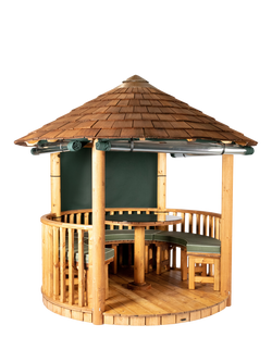 Breeze House Mara Classic Cedar Shingle Roof Circular Gazebo, FSC-Certified (Scandinavian Redwood), Green