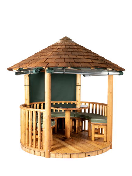 Breeze House Mara Classic Cedar Shingle Roof Circular Gazebo, FSC-Certified (Scandinavian Redwood), Green