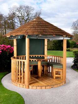 Breeze House Mara Classic Cedar Shingle Roof Circular Gazebo, FSC-Certified (Scandinavian Redwood) - view 2, Green
