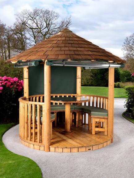 Breeze House Mara Classic Cedar Shingle Roof Circular Gazebo, FSC-Certified (Scandinavian Redwood) - view 2, Green