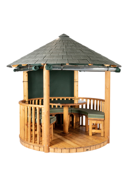 Breeze House Mara Classic Slate Effect Tile Roof Circular Gazebo, FSC-Certified (Scandinavian Redwood), Green