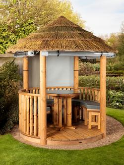 Breeze House Oasis Classic Cape Reed Thatch Roof Circular Gazebo, FSC-Certified (Scandinavian Redwood) - view 2, Grey