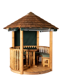Breeze House Oasis Classic Cedar Shingle Roof Circular Gazebo, FSC-Certified (Scandinavian Redwood), Green