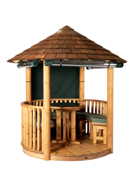 Breeze House Oasis Classic Cedar Shingle Roof Circular Gazebo, FSC-Certified (Scandinavian Redwood), Green