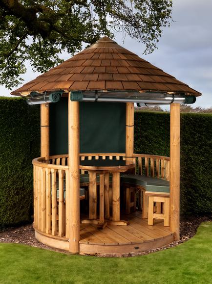 Breeze House Oasis Classic Cedar Shingle Roof Circular Gazebo, FSC-Certified (Scandinavian Redwood) - view 2, Green