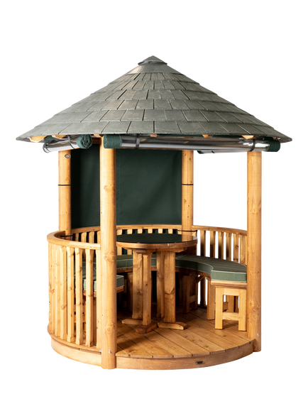 Breeze House Oasis Classic Slate Effect Tile Roof Circular Gazebo, FSC-Certified (Scandinavian Redwood)n, Green
