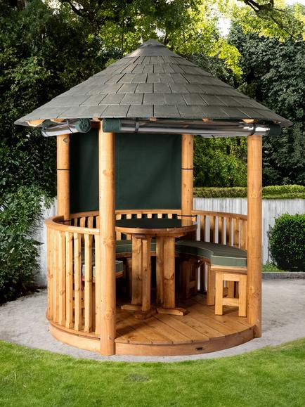 Breeze House Oasis Classic Slate Effect Tile Roof Circular Gazebo, FSC-Certified (Scandinavian Redwood)n - view 2, Green