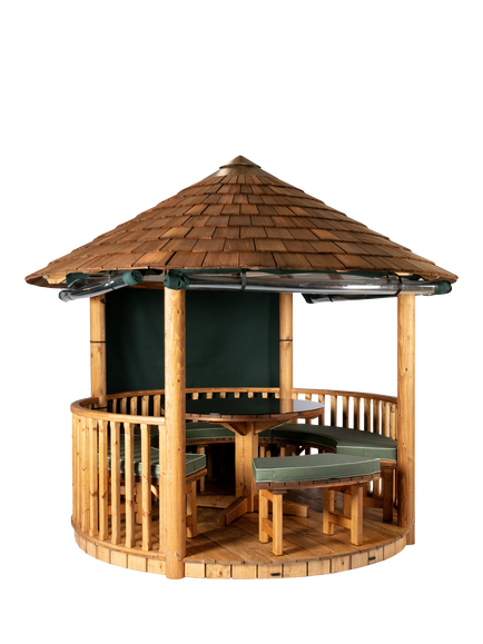Breeze House Savannah Classic Cedar Shingle Roof Circular Gazebo, FSC-Certified (Scandinavian Redwood), Green