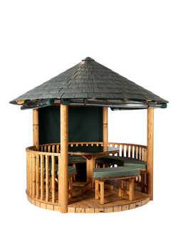 Breeze House Savannah Classic Slate Effect Tile Roof Circular Gazebo, FSC-Certified (Scandinavian Redwood), Green