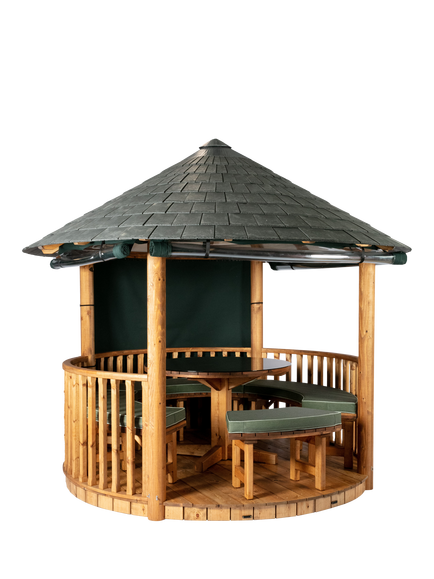 Breeze House Savannah Classic Slate Effect Tile Roof Circular Gazebo, FSC-Certified (Scandinavian Redwood), Green