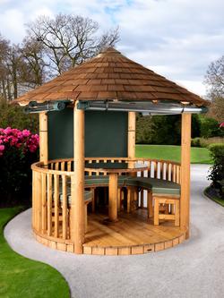Breeze House Mara Signature Cedar Shingle Roof Circular Gazebo, FSC-Certified (Scandinavian Redwood) - view 2, Green