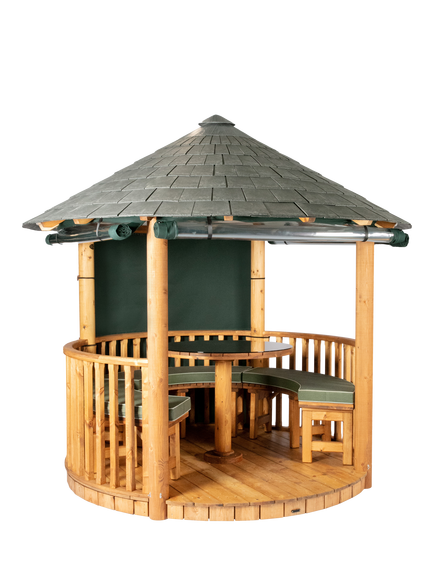 Breeze House Mara Signature Slate Effect Tile Roof Circular Gazebo, FSC-Certified (Scandinavian Redwood), Green