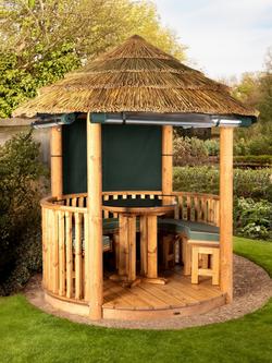 Breeze House Oasis Signature Cape Reed Thatch Roof Circular Gazebo, FSC-Certified (Scandinavian Redwood) - view 2, Green
