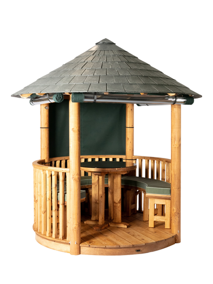 Breeze House Oasis Signature Slate Effect Tile Roof Circular Gazebo, FSC-Certified (Scandinavian Redwood), Green