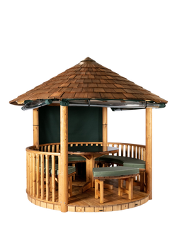 Breeze House Savannah Signature Cedar Shingle Roof Circular Gazebo, FSC-Certified (Scandinavian Redwood), Green