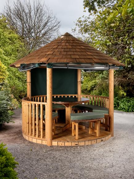 Breeze House Savannah Signature Cedar Shingle Roof Circular Gazebo, FSC-Certified (Scandinavian Redwood) - view 2, Green