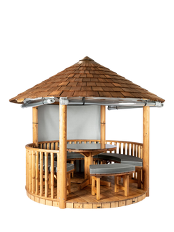 Breeze House Savannah Signature Cedar Shingle Roof Circular Gazebo, FSC-Certified (Scandinavian Redwood), Grey