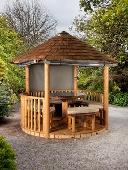 Breeze House Savannah Signature Cedar Shingle Roof Circular Gazebo, FSC-Certified (Scandinavian Redwood) - view 2, Taupe
