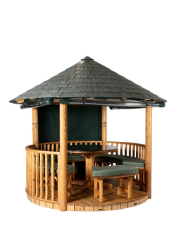 Breeze House Savannah Signature Slate Effect Tile Roof Circular Gazebo, FSC-Certified (Scandinavian Redwood), Green