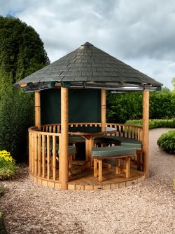 Breeze House Savannah Signature Slate Effect Tile Roof Circular Gazebo, FSC-Certified (Scandinavian Redwood) - view 2, Green