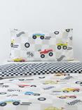John Lewis Kids' Race Car Reversible Duvet Cover and Pillowcase Set, Multi, Single