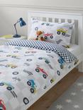 John Lewis Kids' Race Car Reversible Duvet Cover and Pillowcase Set, Multi, Single