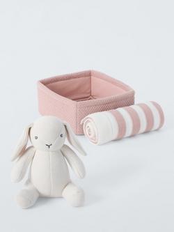 John Lewis Bunny, Blanket and Basket Gift Set, Pink, Pink