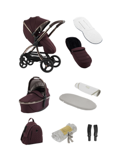 egg 3 Pushchair, Carrycot and Accessories Snuggle Bundle, Mulberry, Mulberry