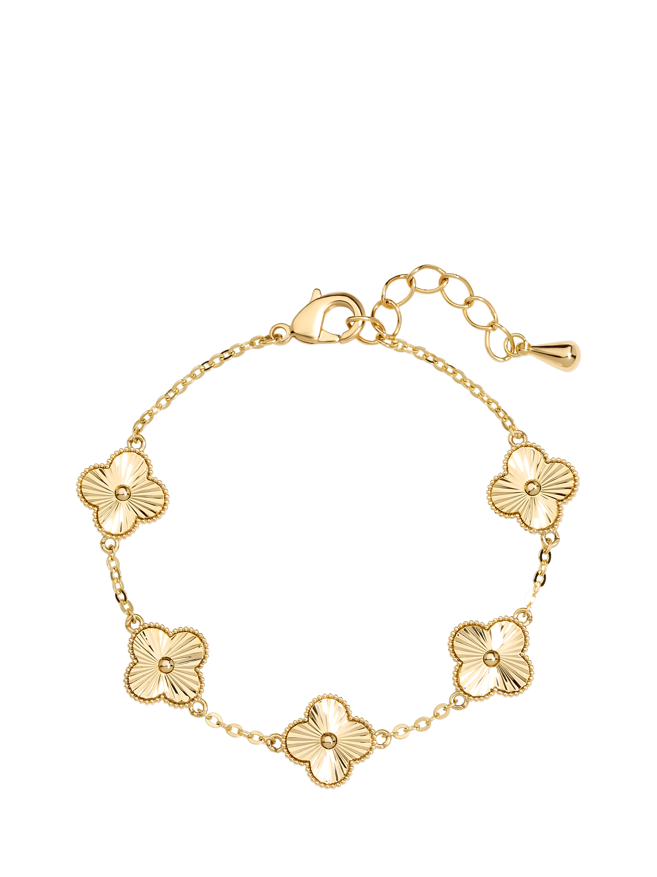 Jon Richard Diamond Cut Clover Bracelet Gold
