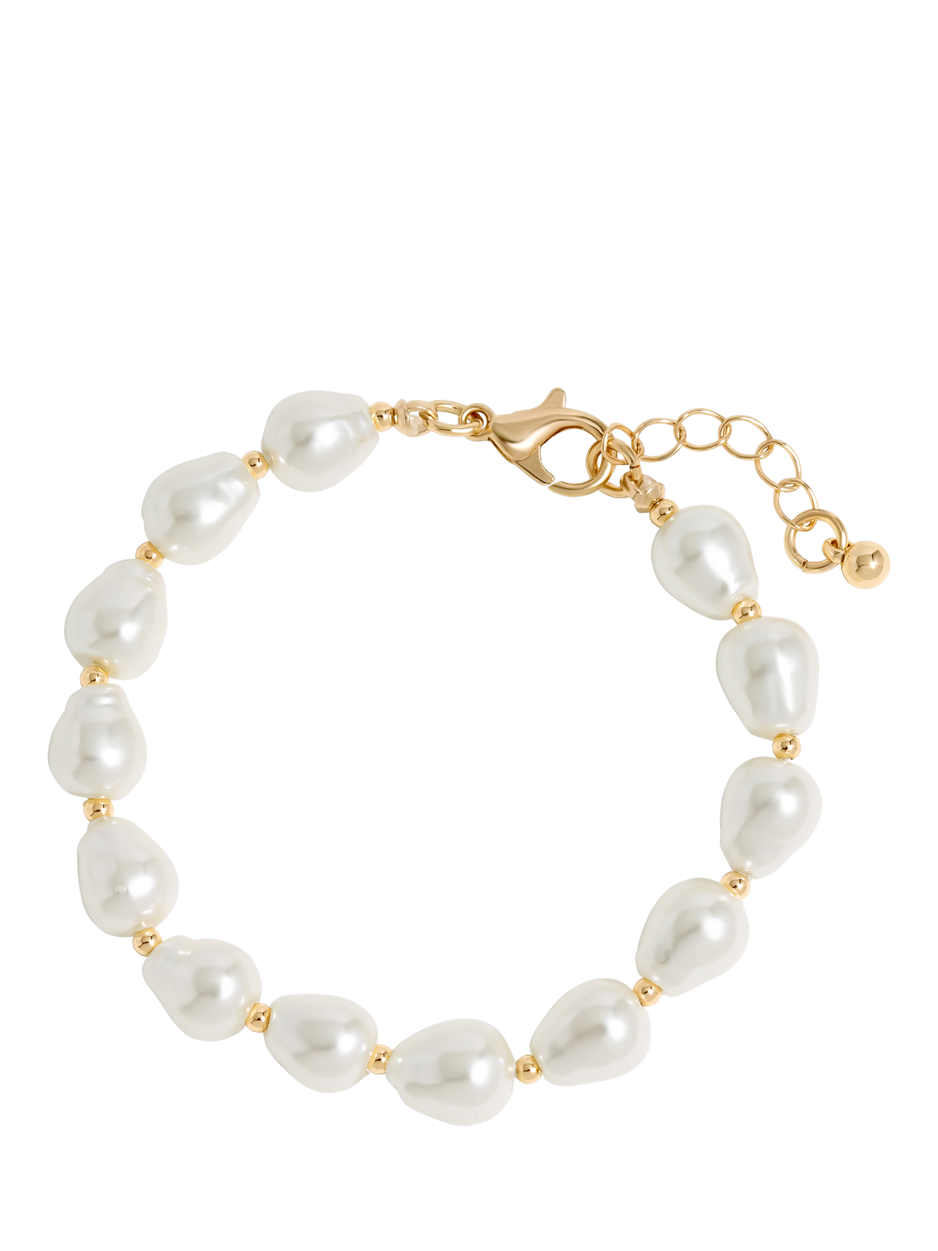 Product image 1 of 2, which shows Jon Richard Pearl Beaded Bracelet, Gold