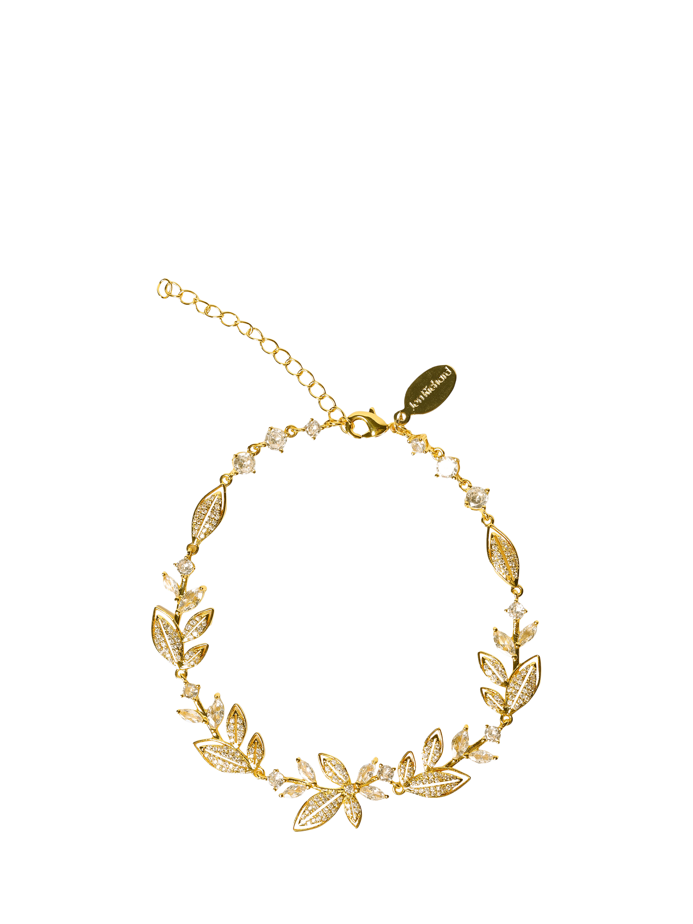 Product image 3 of 4, which shows Jon Richard Gold Plated and Cubic Zirconia Leaf Bracelet, Gold