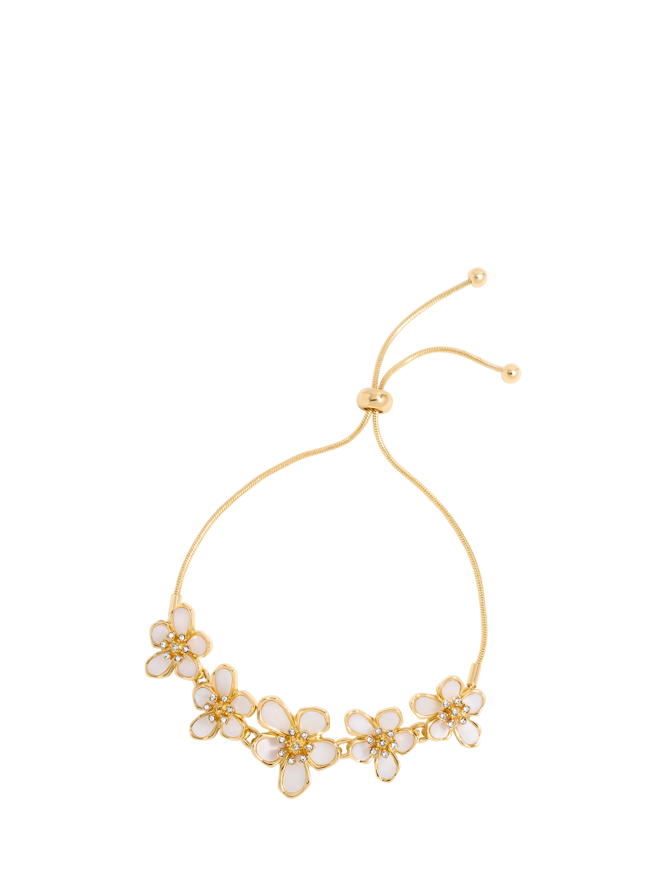 Product image 1 of 2, which shows Jon Richard Mother Of Pearl Floral Bracelet, Gold