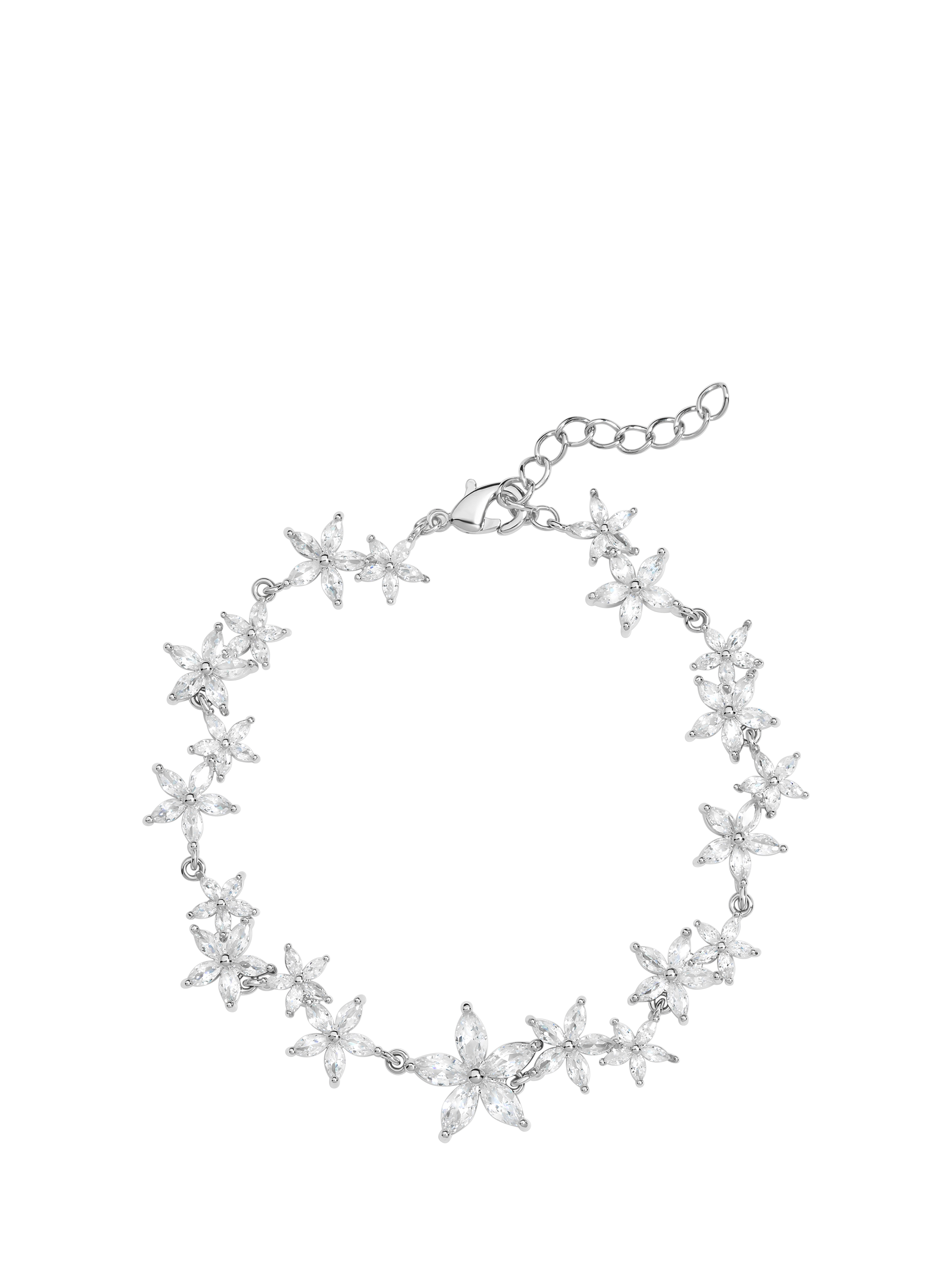 Product image 1 of 2, which shows Jon Richard Cubic Zirconia Mixed Floral Bracelet, Silver